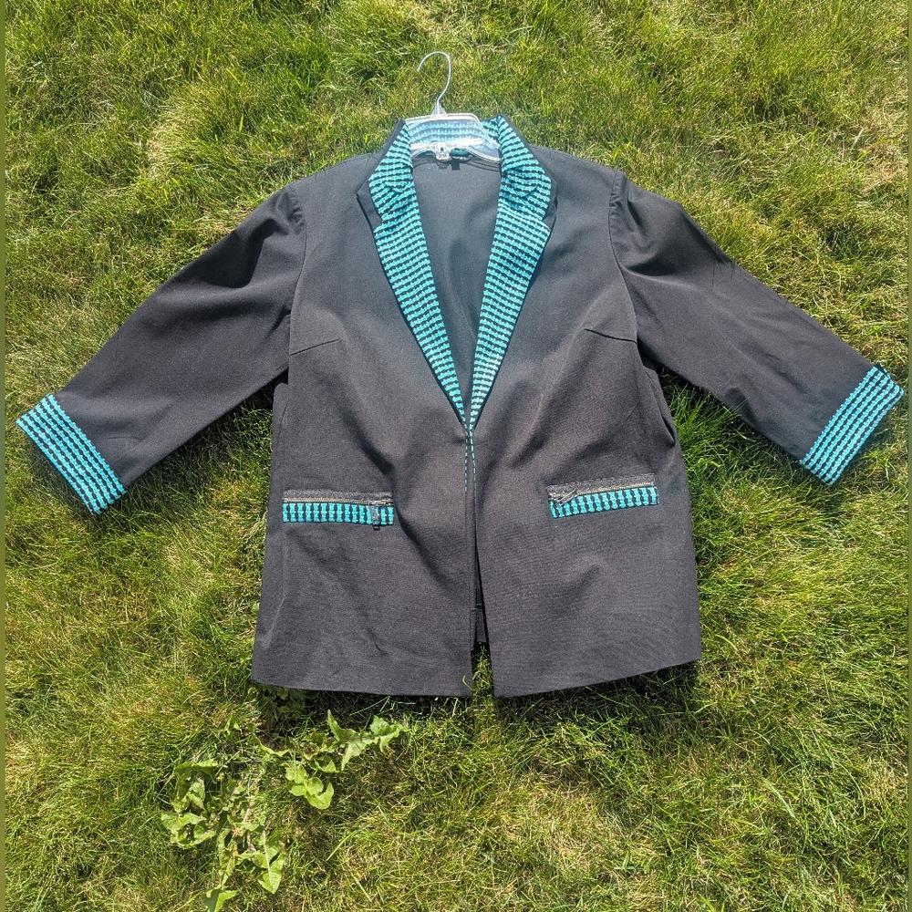 Chico's Black Blazer with Teal Accents